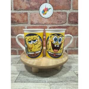 Sponge Bob SquarePants Set of Two 2014 Coffee Mugs 4.25” Tall 10 Oz Capacity